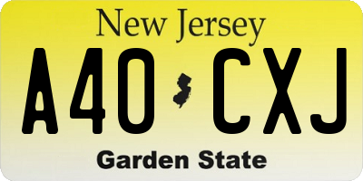 NJ license plate A40CXJ