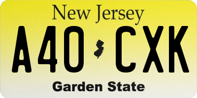 NJ license plate A40CXK