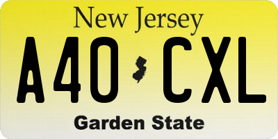 NJ license plate A40CXL