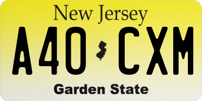 NJ license plate A40CXM