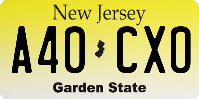 NJ license plate A40CXO