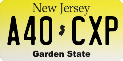 NJ license plate A40CXP