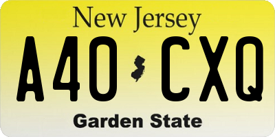 NJ license plate A40CXQ