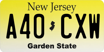 NJ license plate A40CXW