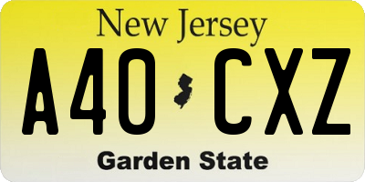 NJ license plate A40CXZ