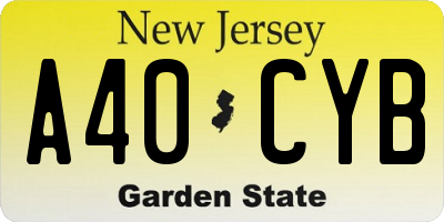 NJ license plate A40CYB