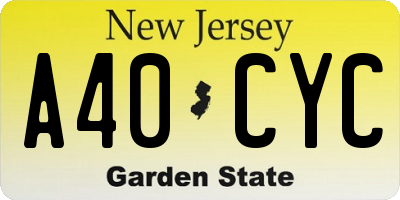 NJ license plate A40CYC