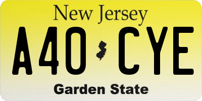 NJ license plate A40CYE