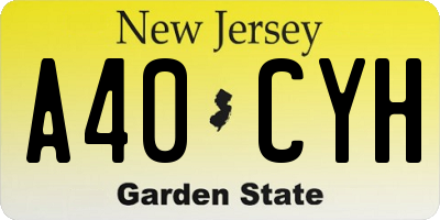 NJ license plate A40CYH