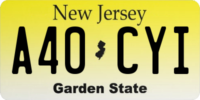NJ license plate A40CYI