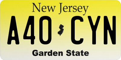 NJ license plate A40CYN