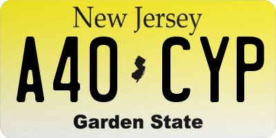 NJ license plate A40CYP