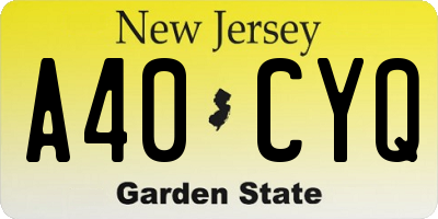 NJ license plate A40CYQ