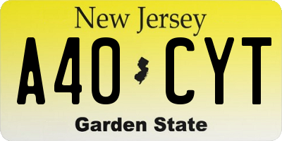 NJ license plate A40CYT