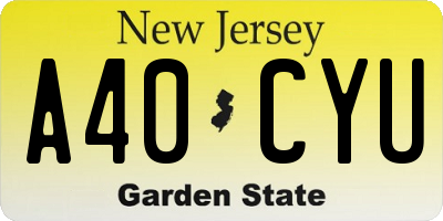 NJ license plate A40CYU