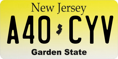 NJ license plate A40CYV