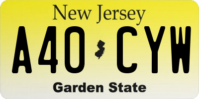 NJ license plate A40CYW