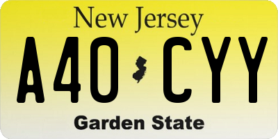 NJ license plate A40CYY