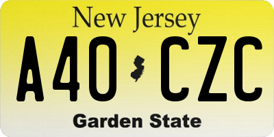 NJ license plate A40CZC