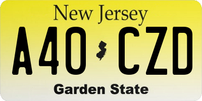 NJ license plate A40CZD