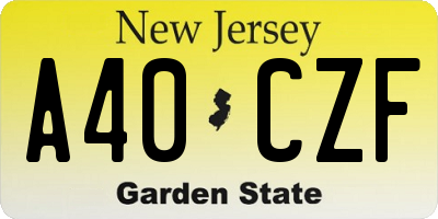 NJ license plate A40CZF