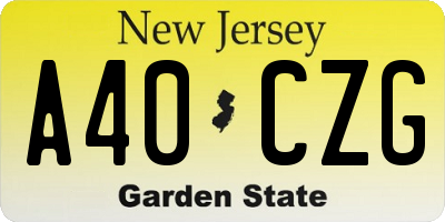NJ license plate A40CZG