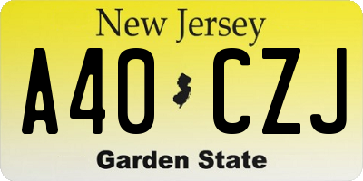 NJ license plate A40CZJ