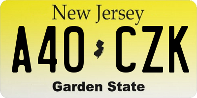 NJ license plate A40CZK