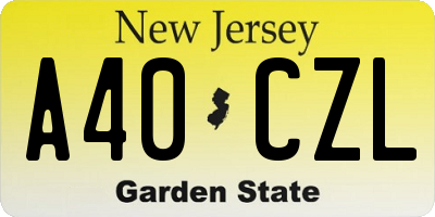 NJ license plate A40CZL