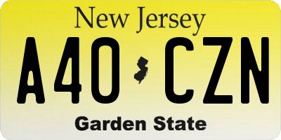 NJ license plate A40CZN