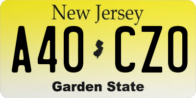 NJ license plate A40CZO