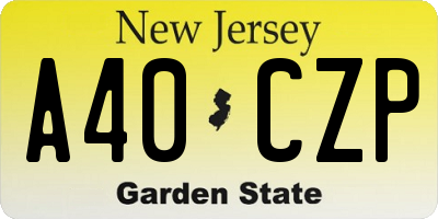 NJ license plate A40CZP