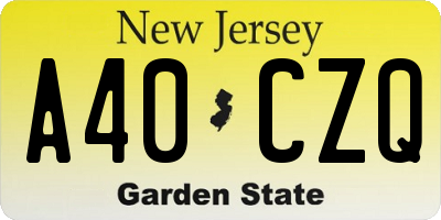 NJ license plate A40CZQ