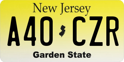 NJ license plate A40CZR