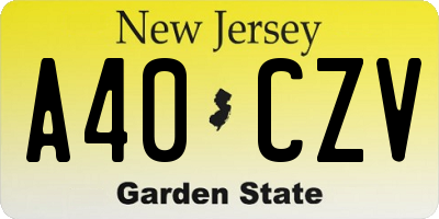 NJ license plate A40CZV