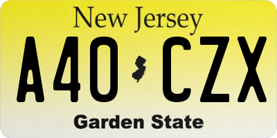 NJ license plate A40CZX