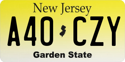 NJ license plate A40CZY