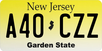 NJ license plate A40CZZ