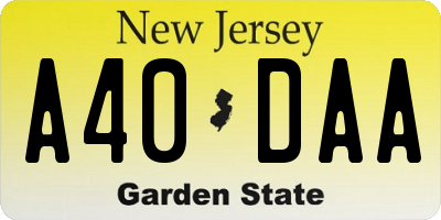 NJ license plate A40DAA