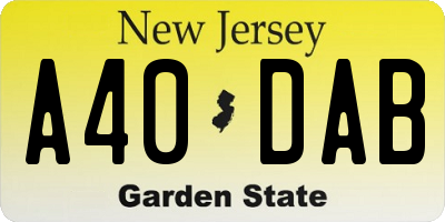 NJ license plate A40DAB
