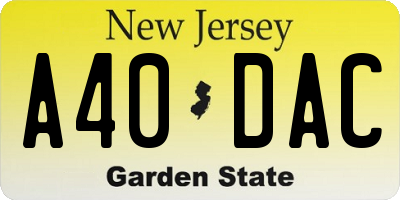 NJ license plate A40DAC