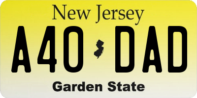 NJ license plate A40DAD