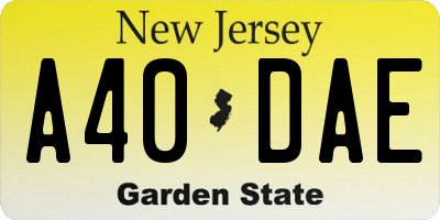 NJ license plate A40DAE