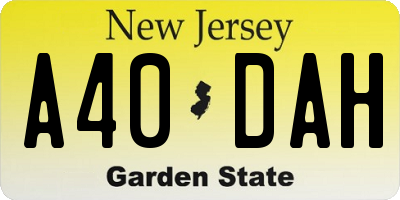 NJ license plate A40DAH