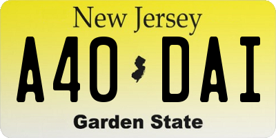 NJ license plate A40DAI