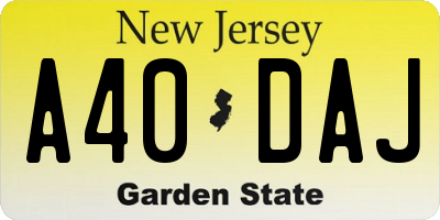 NJ license plate A40DAJ