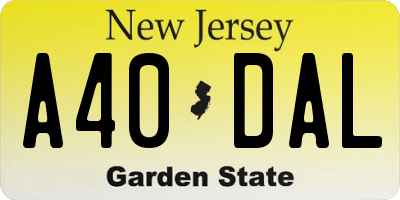 NJ license plate A40DAL