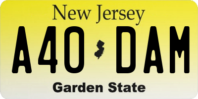 NJ license plate A40DAM