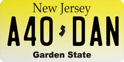 NJ license plate A40DAN