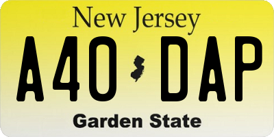 NJ license plate A40DAP